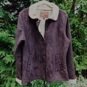 Outback Trading Co Ltd Faux Suede Snap-front Quilted Jacket with Sherpa Lining